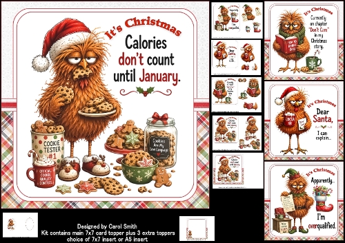 7x7 Funny Christmas chicken choice of four mini kit