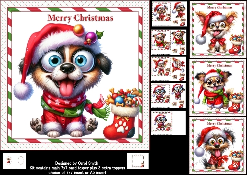 7x7 Cute puppy Christmas wishes choice of four mini kit