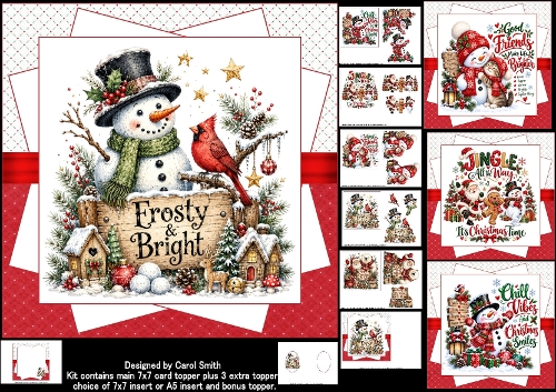 7x7 Whimsical Christmas greetings choice four mini kit