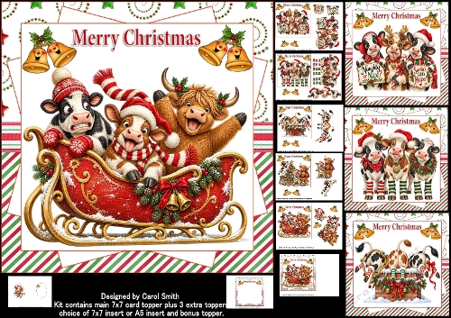 7x7 Fun Christmas cow choice of four mini kit