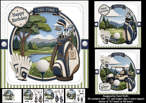 7x7 Golfing birthday wishes choice of three mini kit