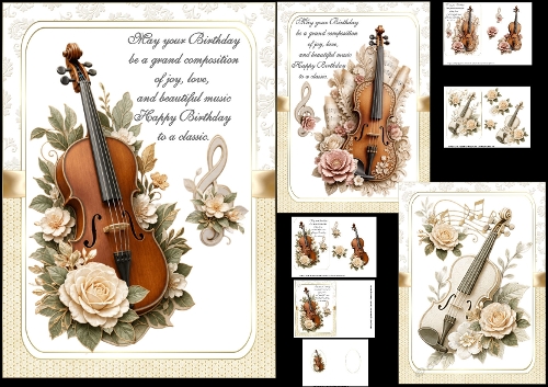 A5 Classical violin birthday choice of three mini kit