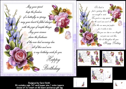 7x7 Birthday flowers with choice of two verses mini kit