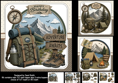 7x7 Its a campers/hikers life choice of three mini kit