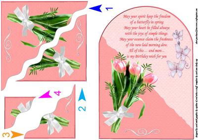 Tulip Spray with Birthday Verse