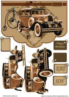 Vintage Car Decoupage