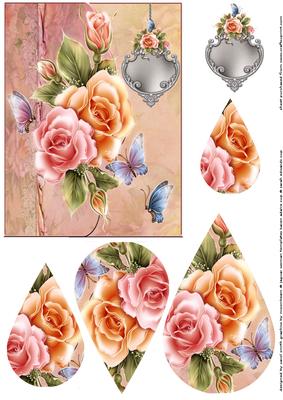 Sweet Roses and Butterflies Teardrop