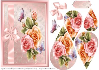 Sweet Roses with Satin Bow Teardrop Pyramid