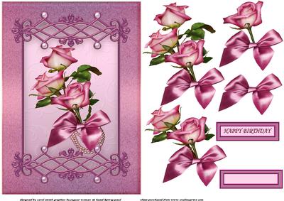 Trio of Roses and Pearls Decoupage