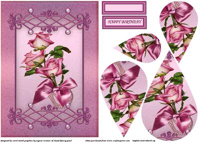Trio of Roses and Pearls Teardrop Pyramid