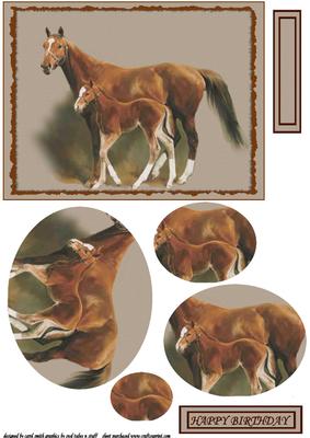 The Chestnut Mare and Her Foal Oval Pyramid