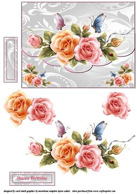 Beautiful Roses and Butterflies Envelope Front