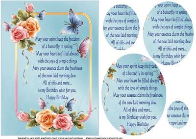 Butterfly & Roses Verse Blue Topper Oval Pyramid