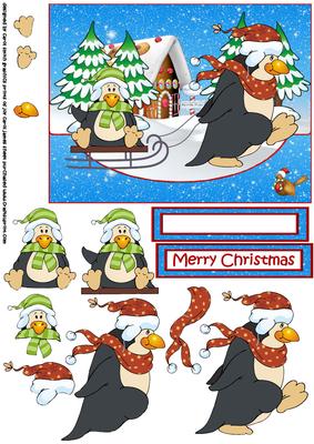 Christmas Penguin Fun Faux Envelope