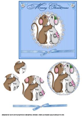 Blue Christmas Mice Love Round Pyramid