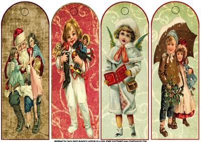 Four Vintage Christmas Bookmarks