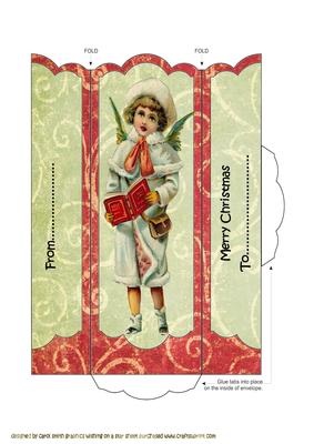 Vintage Christmas Girl Bookmark Envelope