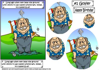 Gordon the Golfer Plays Golf Oval Pyramid