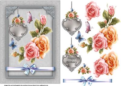 Shimmering Roses and Butterflies