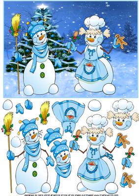Blue Christmas Snow Couple