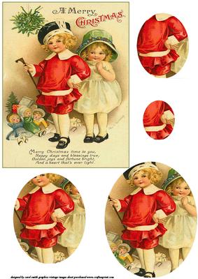 A Merry Vintage Christmas Oval Pyramid