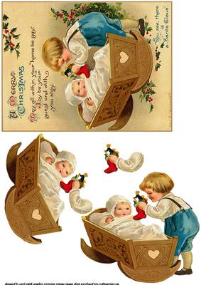 A Vintage Christmas Child in Cradle