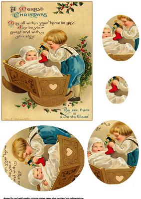 A Vintage Christmas Child in Cradle