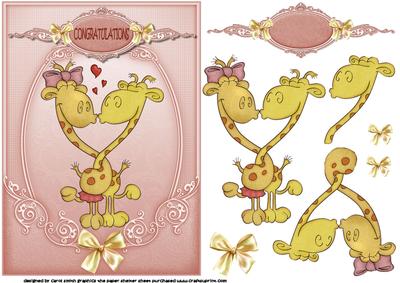 Giraffes in Love Wedding/anniversary Decoupage