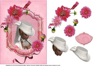 Framed Dahlia Lady Decoupage