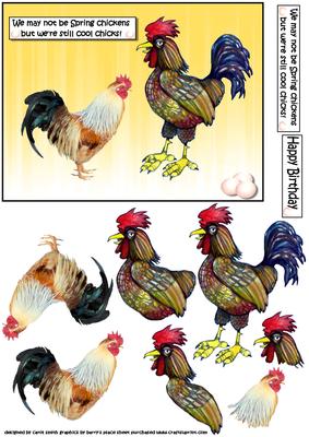 The Spring Chickens Humourous Decoupage