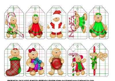 10 Ginger Breadmen Christmas Tags
