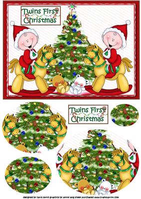 Baby Twins 1st Christmas Oval Pyramid