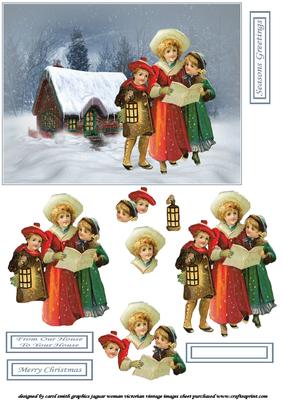 Vintage Carolers at the Cottage Decoupage