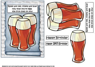 Male 18th Birthday Beer 2 Decoupge