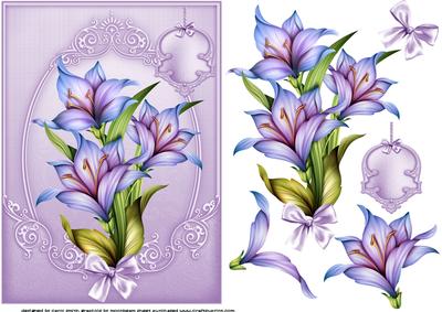 Blue Floral on Lavender Back Decoupage