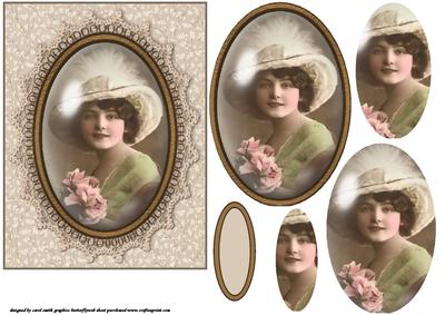 Victorian Girl in Frame Oval Pyramid