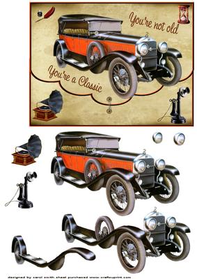 You're Not Old Vintage Car Faux Envelope