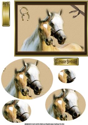 Framed Horses Oval Pyramid