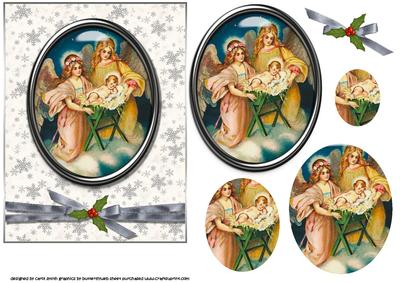 Vintage Baby Jesus in Manger, Silver Medallion