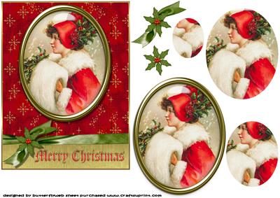 Vintage Christmas Girl Medallion