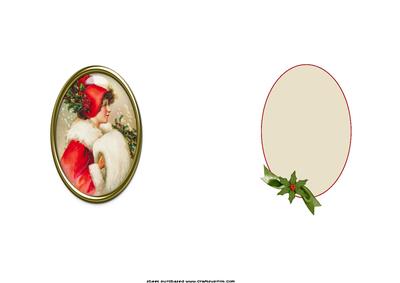 Vintage Chrismas Girl in Medallion Insert