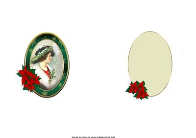 Vintage Christmas Lady in Poinsettia Frame Insert