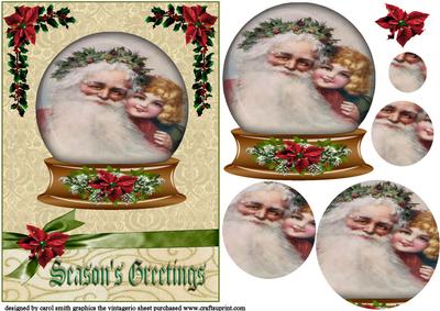 Vintage Santa and Girl Snowglobe