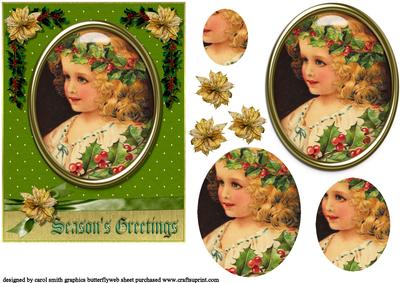Vintage Christmas Child Medallion