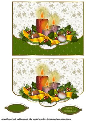 Classic Christmas Candles Faux Envelope Quick Card