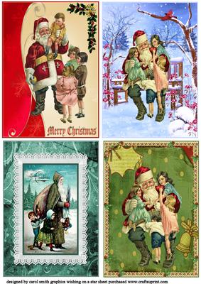 Set of Four Vintage Santa Toppers