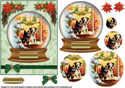 Vintage Christmas Snowglobe Dogs
