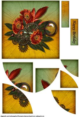 Floral Steampunk Cluster Duo Corner Stacker