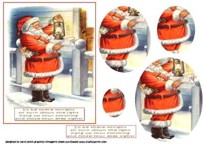 Vintage Christmas Santa Oval Pyramid
