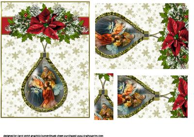 Vintage Nativity Teardrop Pendant Pyramid